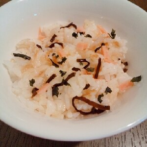 W海藻と鮭の味噌混ぜご飯